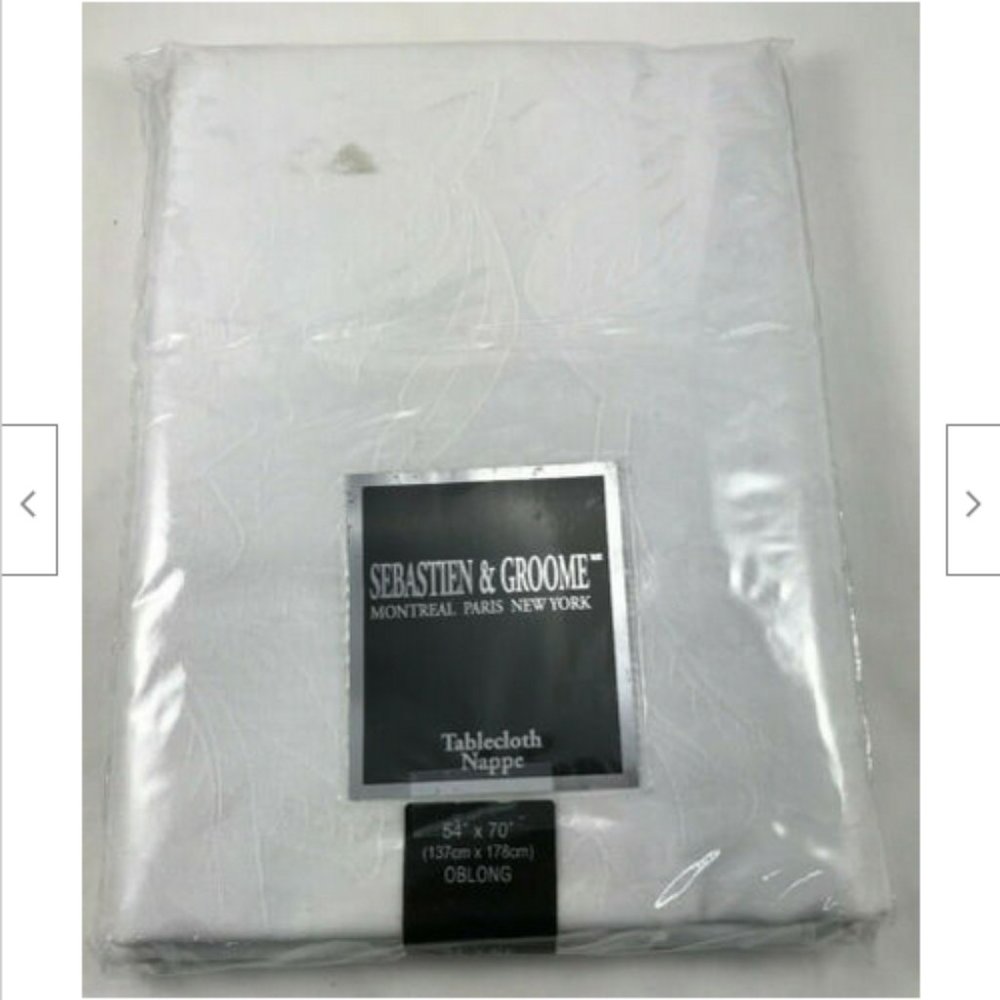 Sebastien & Groome Tablecloth White Polycotton Floral Embossed 54x70 S & G